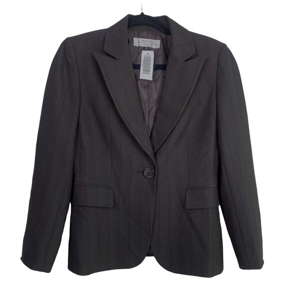 TAHARI Arthur S. Levine Sleek Modern Suit Corpcore Blazer Jacket 6 Petite Brown - Picture 1 of 14